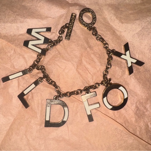 Wildfox Letter Charm Bracelet Gold & White Enamel - Picture 3 of 5